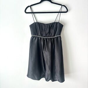 Jessica McClintock For Gunne Sax Black Mini Bubble Dress Diamond Waist Formal